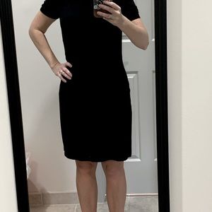 WHBM - twist front black knee length dress, size small.